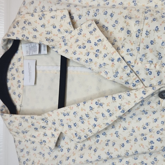 Vintage Liz Claiborne LizWear Jeans Women's Cream Cotton  Floral Blazer Size L - Picture 8 of 13